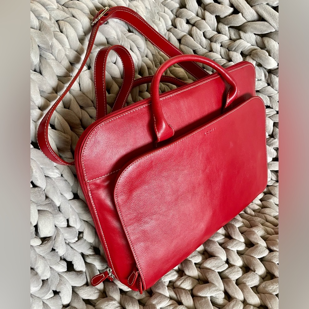 Lodi’s laptop leather bag, red, NWOT